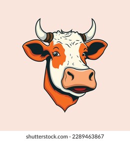 Cartoon Kuh Vektor Maskottchen Logo Avatar Illustration	

