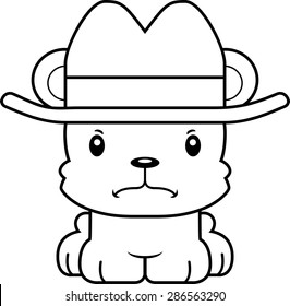 A cartoon cowboy bear looking angry.