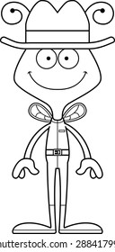 A cartoon cowboy bee smiling.
