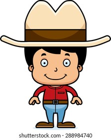 A cartoon cowboy boy smiling.