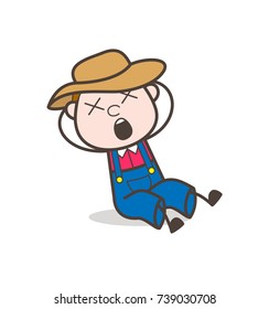Cartoon Cowboy Dizzy Face Vector Illustration