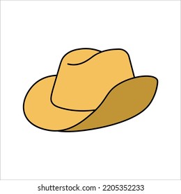 Cartoon Cowboy Hat. flat color simple cartoon hat vector illustration on white background.
