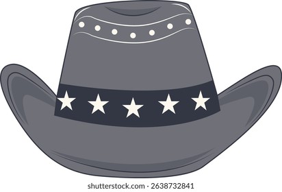 Cartoon Cowboy Hat Illustration Isolated on White Background.