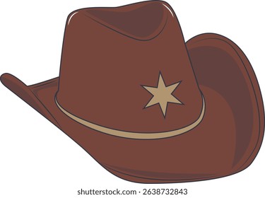 Cartoon Cowboy Hat Illustration Isolated on White Background.