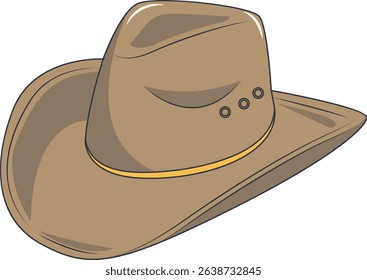 Cartoon Cowboy Hat Illustration Isolated on White Background.