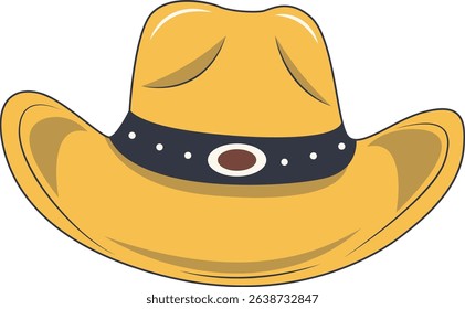 Cartoon Cowboy Hat Illustration Isolated on White Background.