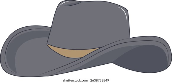 Cartoon Cowboy Hat Illustration Isolated on White Background.