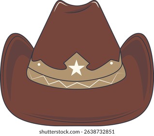 Cartoon Cowboy Hat Illustration Isolated on White Background.