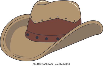 Cartoon Cowboy Hat Illustration Isolated on White Background.