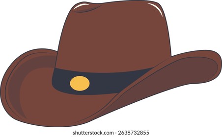 Cartoon Cowboy Hat Illustration Isolated on White Background.