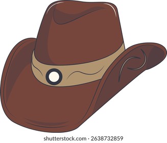 Cartoon Cowboy Hat Illustration Isolated on White Background.