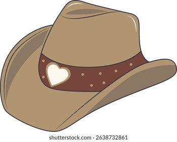 Cartoon Cowboy Hat Illustration Isolated on White Background.