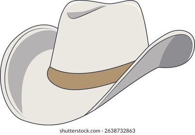 Cartoon Cowboy Hat Illustration Isolated on White Background.