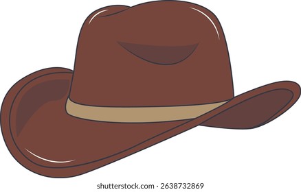 Cartoon Cowboy Hat Illustration Isolated on White Background.