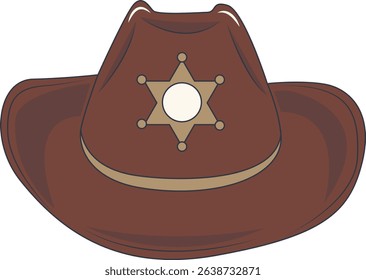 Cartoon Cowboy Hat Illustration Isolated on White Background.