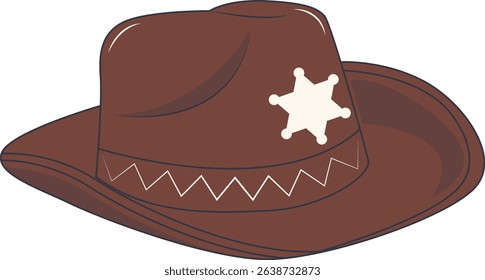 Cartoon Cowboy Hat Illustration Isolated on White Background.