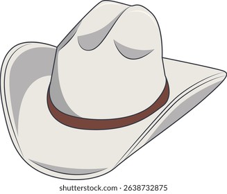 Cartoon Cowboy Hat Illustration Isolated on White Background.