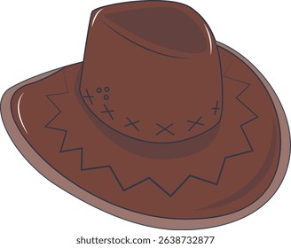 Cartoon Cowboy Hat Illustration Isolated on White Background.