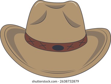 Cartoon Cowboy Hat Illustration Isolated on White Background.