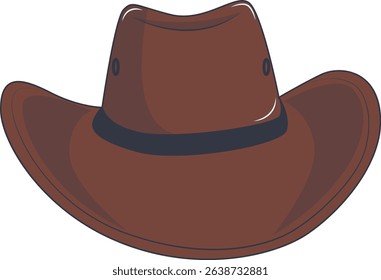 Cartoon Cowboy Hat Illustration Isolated on White Background.