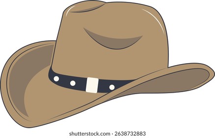 Cartoon Cowboy Hat Illustration Isolated on White Background.