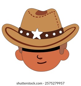 Cartoon Cowboy Head Vector Illustration