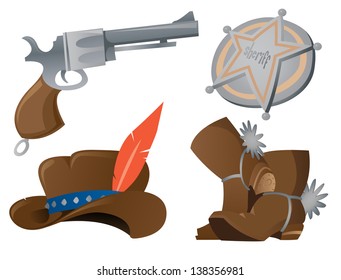 Cartoon Cowboy Icon Set 