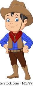 Cartoon cowboy kid wearing western costume