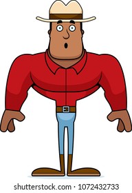 A cartoon cowboy looking surprised.