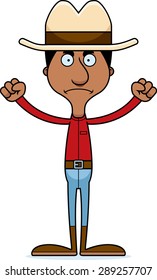 A cartoon cowboy man looking angry.