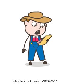 Cartoon Cowboy Man Reading Notes Vector