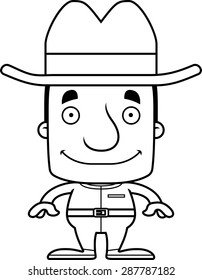 A cartoon cowboy man smiling.