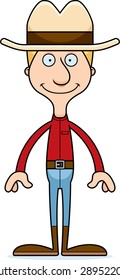 A cartoon cowboy man smiling.