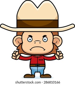 A cartoon cowboy monkey looking angry.