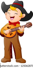 Cartoon cowboy playing a guitar