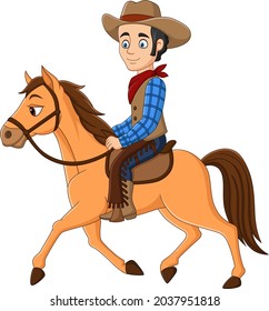 Cartoon cowboy riding on a horse
