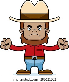 A cartoon cowboy sasquatch looking angry.
