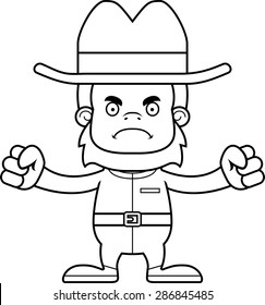 A cartoon cowboy sasquatch looking angry.