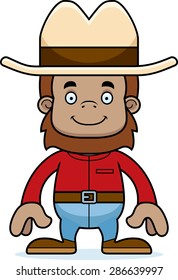 A cartoon cowboy sasquatch smiling.