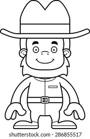 A cartoon cowboy sasquatch smiling.