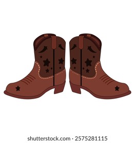 Cartoon Cowboy Shoes Vector Illustration