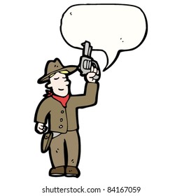 cartoon cowboy with speech bubble