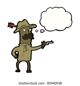 cartoon cowboy with thought bubble