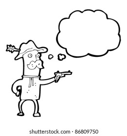 Cartoon Cowboy mit Gedankenblase