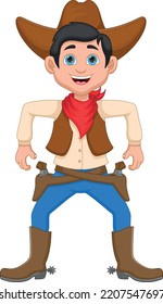 Cartoon Cowboy Two Guns Ready Shoot Stock Vector (Royalty Free ...