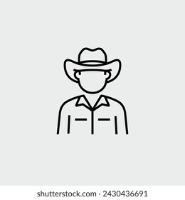 Cartoon Cowboy Vector Line Icon