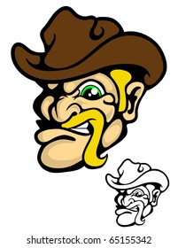 A cartoon cowboy wearing a hat.