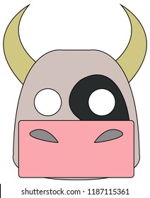 cartoon cow,bull mask for children masquerade. Vector Mask pattern