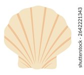 Cartoon cowrie shell with smooth surface. Flat vector illustration in soft beige marine tones.