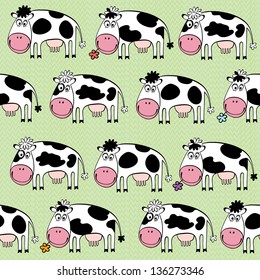 Vacas de caricatura. Fondo, ilustración vectorial.